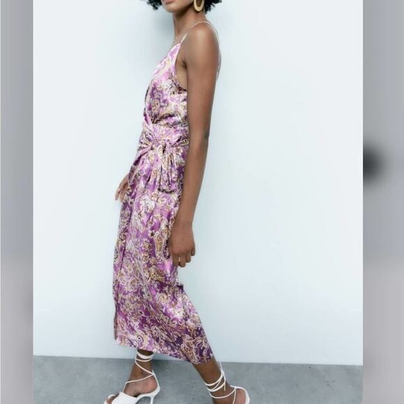 Zara SATIN EFFECT PRINT DRESS Size Small - Picture 13 of 16
